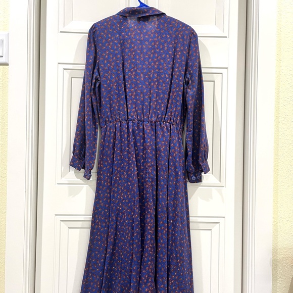 Vintage Long Sleeved Paisley Print Dress with Double Button Front - Picture 3 of 3